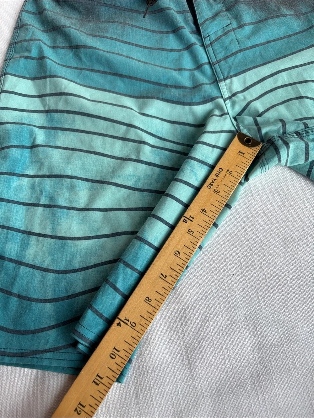 Quiksilver Teal & Aqua Striped Men's Board Shorts  -339sku